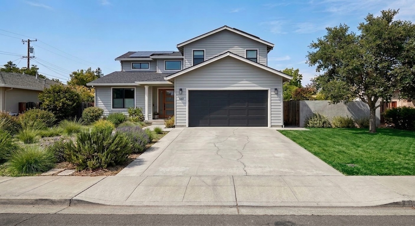 Same driveway deep cleaned with cracks filled and sealed