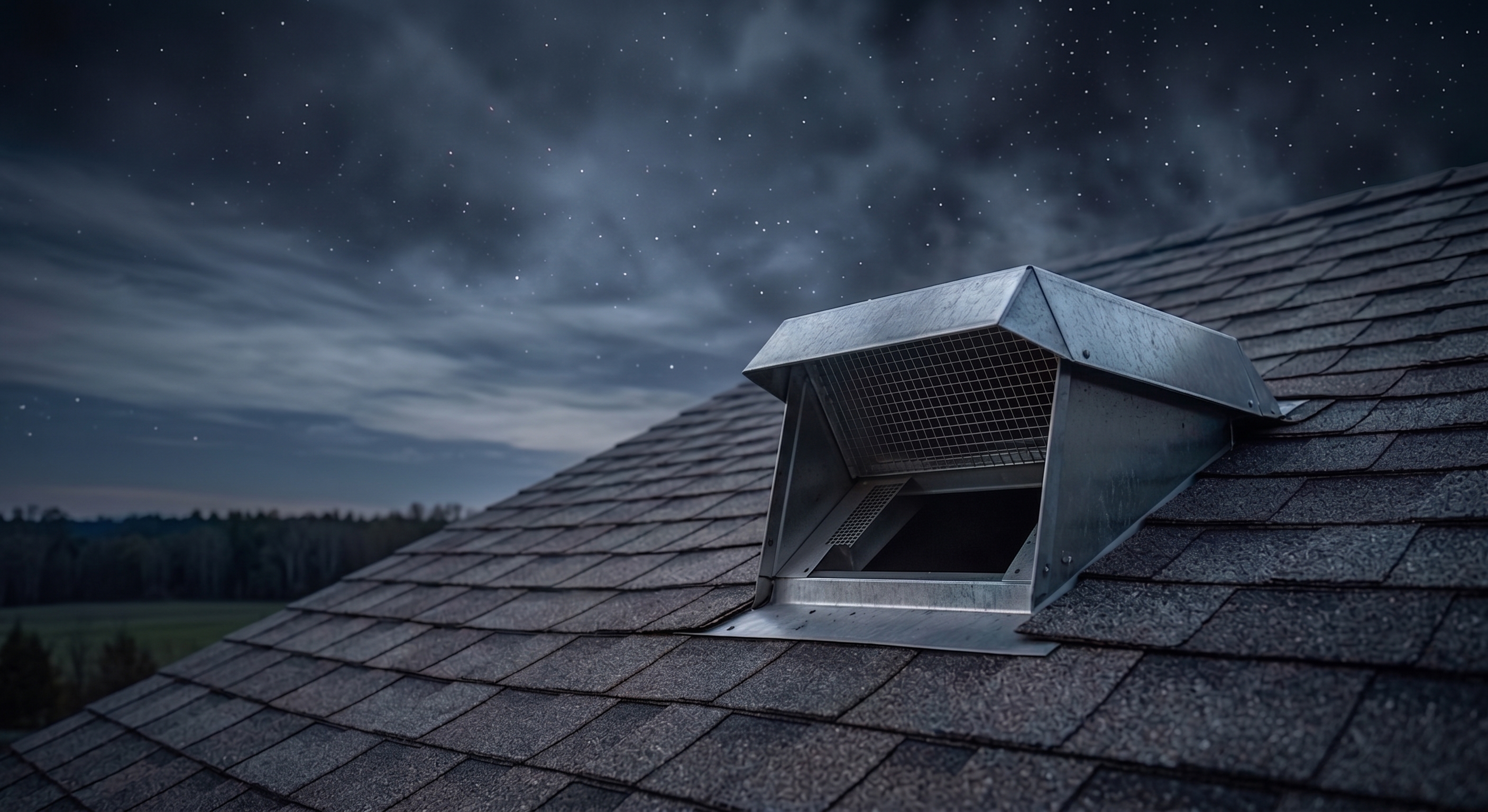 Ordinary roof vent with standard mesh screening