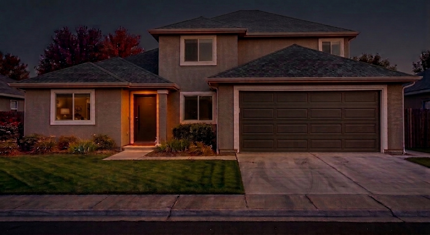 Home exterior with no lighting system installed